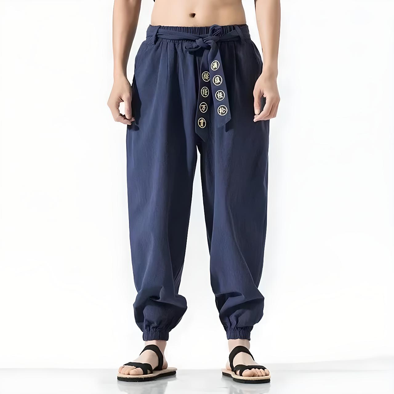 Pantalon Edo bleu marine style japonais pour homme