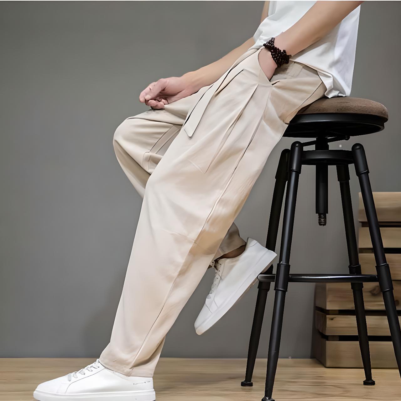 Tissu coton lin léger du Pantalon Japonais Homme Souple