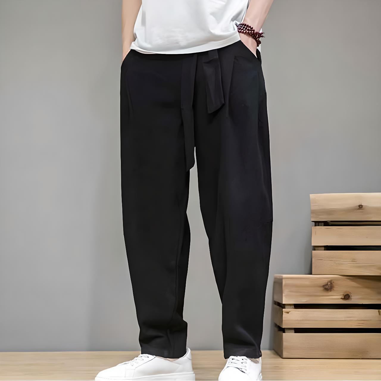 Pantalon Japonais Homme Souple Shizuka noir confortable