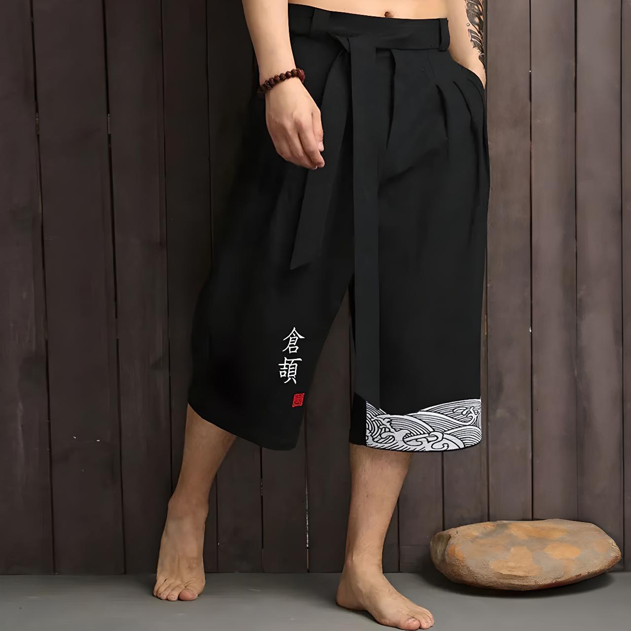 Pantalon Taro Zen en lin noir léger