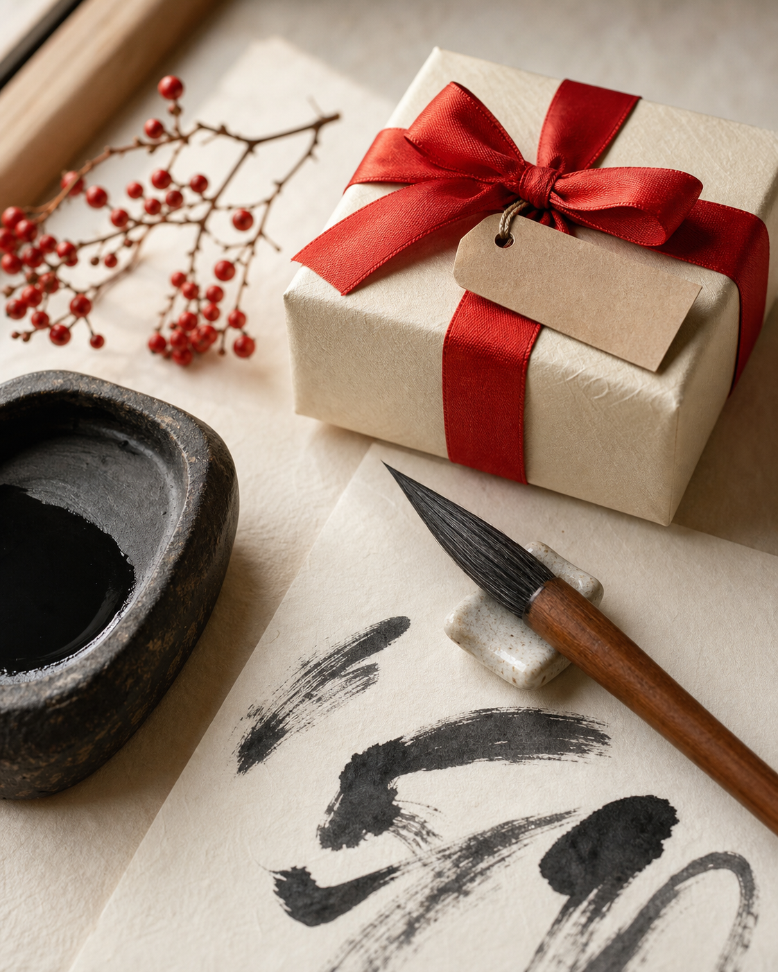 Pennello da calligrafia giapponese e confezione regalo da personalizzare