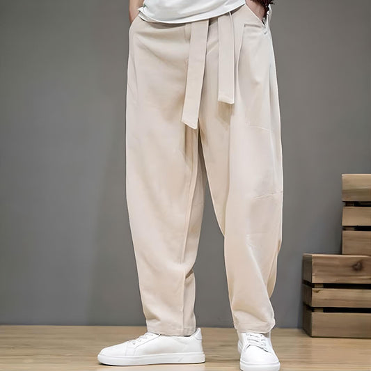 Pantalon Japonais Homme Souple Shizuka beige coupe ample