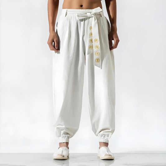 Pantalon style japonais homme blanc foncé coupe ample
