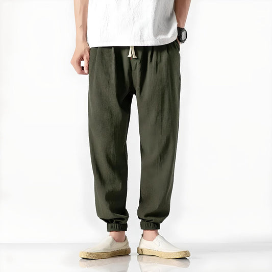 Pantalon Yoko noir kaki fluide style japonais