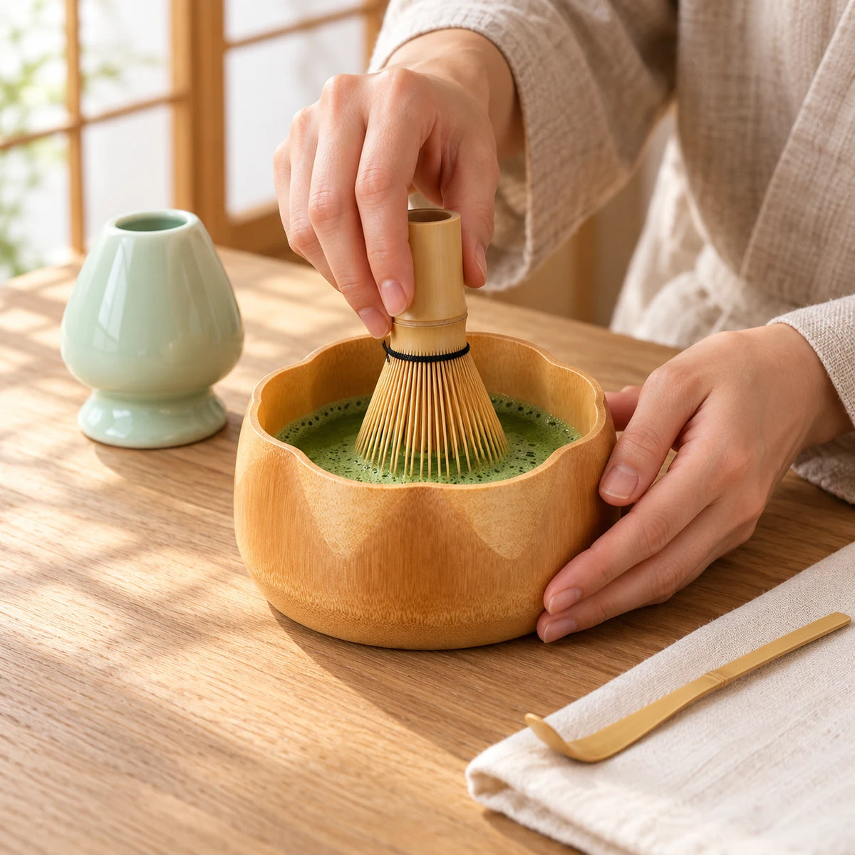Set Matcha Giapponese Wakaba – 4 Pezzi in Bambù
