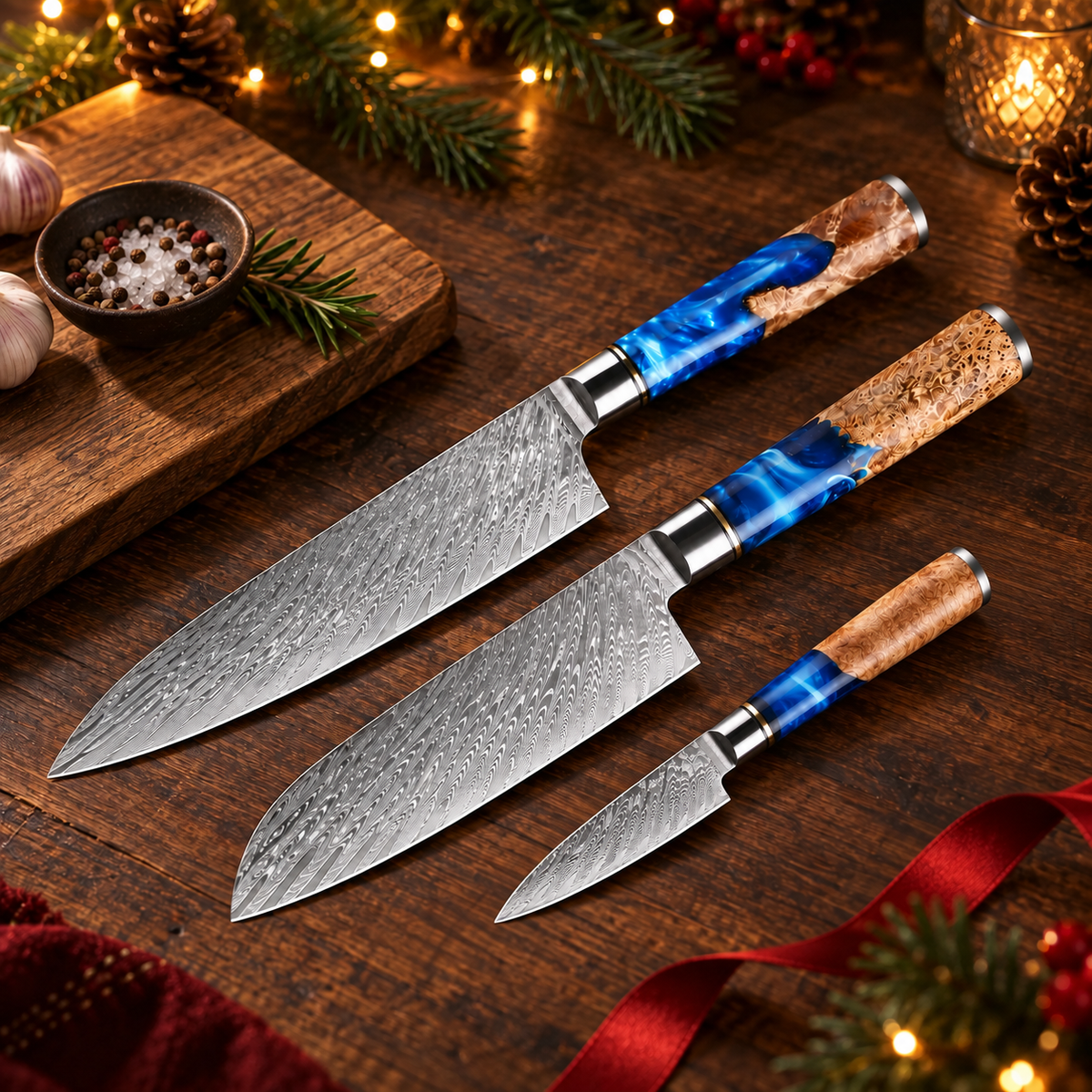 Set di Coltelli Giapponesi Umi Trio – Santoku, Chef e Spelucchino
