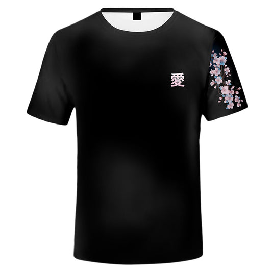 Bershka - T-shirt blu con stampa stile giapponese sul retro Bershka - T-shirt blu con stampa stile giapponese sul retro